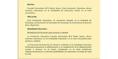 ESCUELA DE EDUCACIÓN SECUNDARIA Nº3 MARTA SIERRA