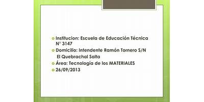 ESCUELA DE EDUCACION TECNICA N° 3147 EX Nº5166-7116